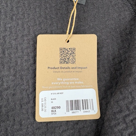 Patagonia Women's R1 Air Vest Sleeveless Lightweight Black 40290 Size XS NWT - Picture 6 of 15